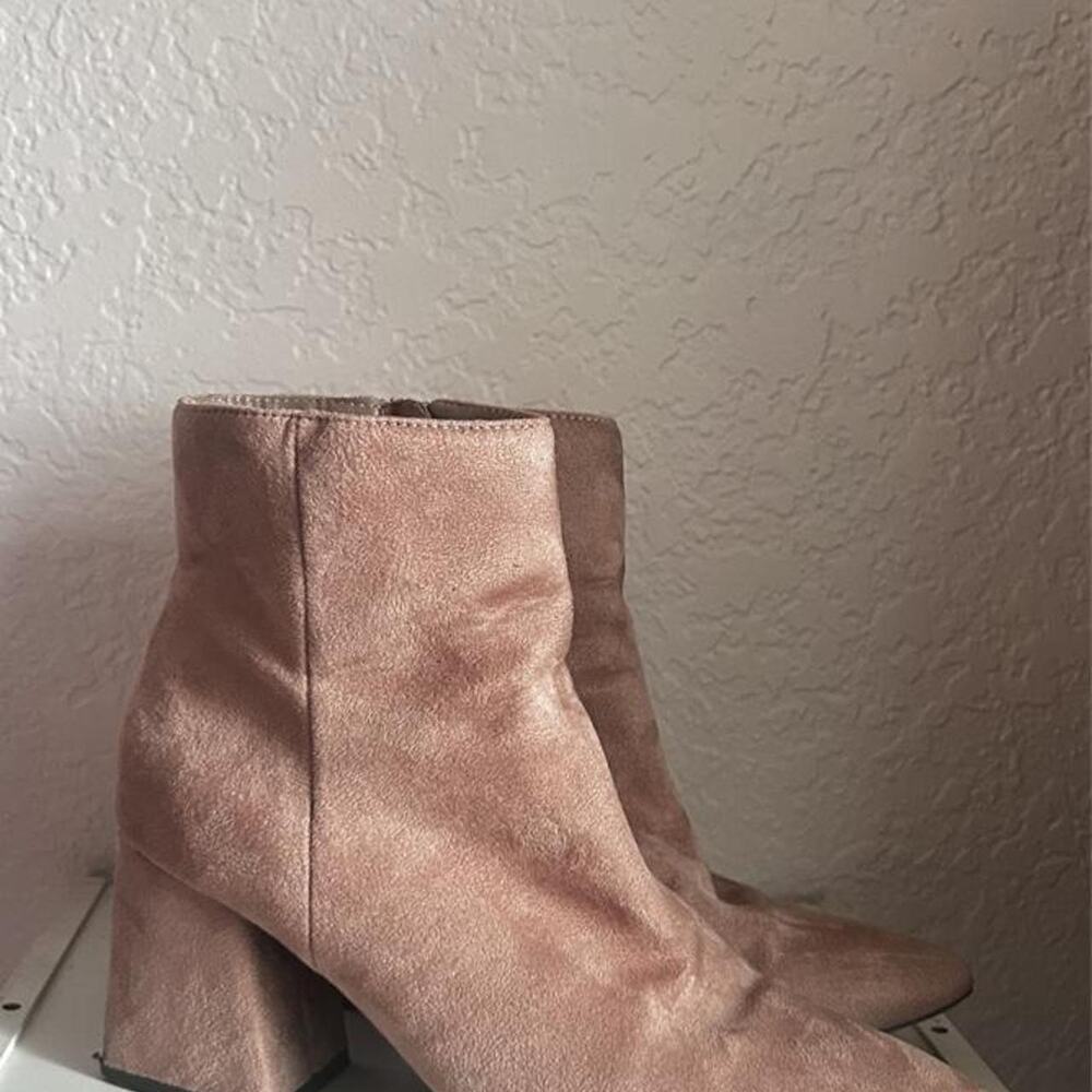 Blush pink boho suede ankle